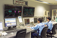 The monitoring room of the airport’s central heating and cooling plant, where Advanced-PS and the utility optimization software package are installed.
