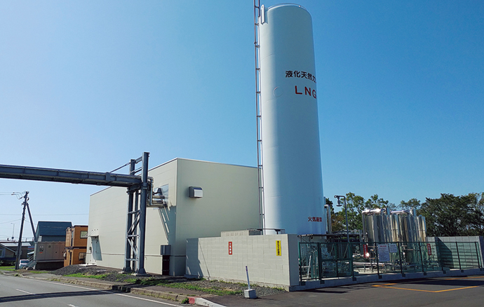 北海道工場内に新設されたLNGサテライト基地。