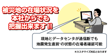 被災地の在場状況を本社からでも把握できる