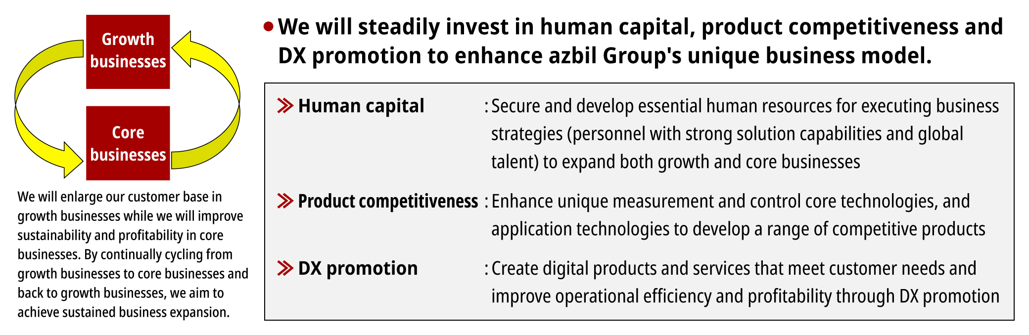Investment to strengthen the business model